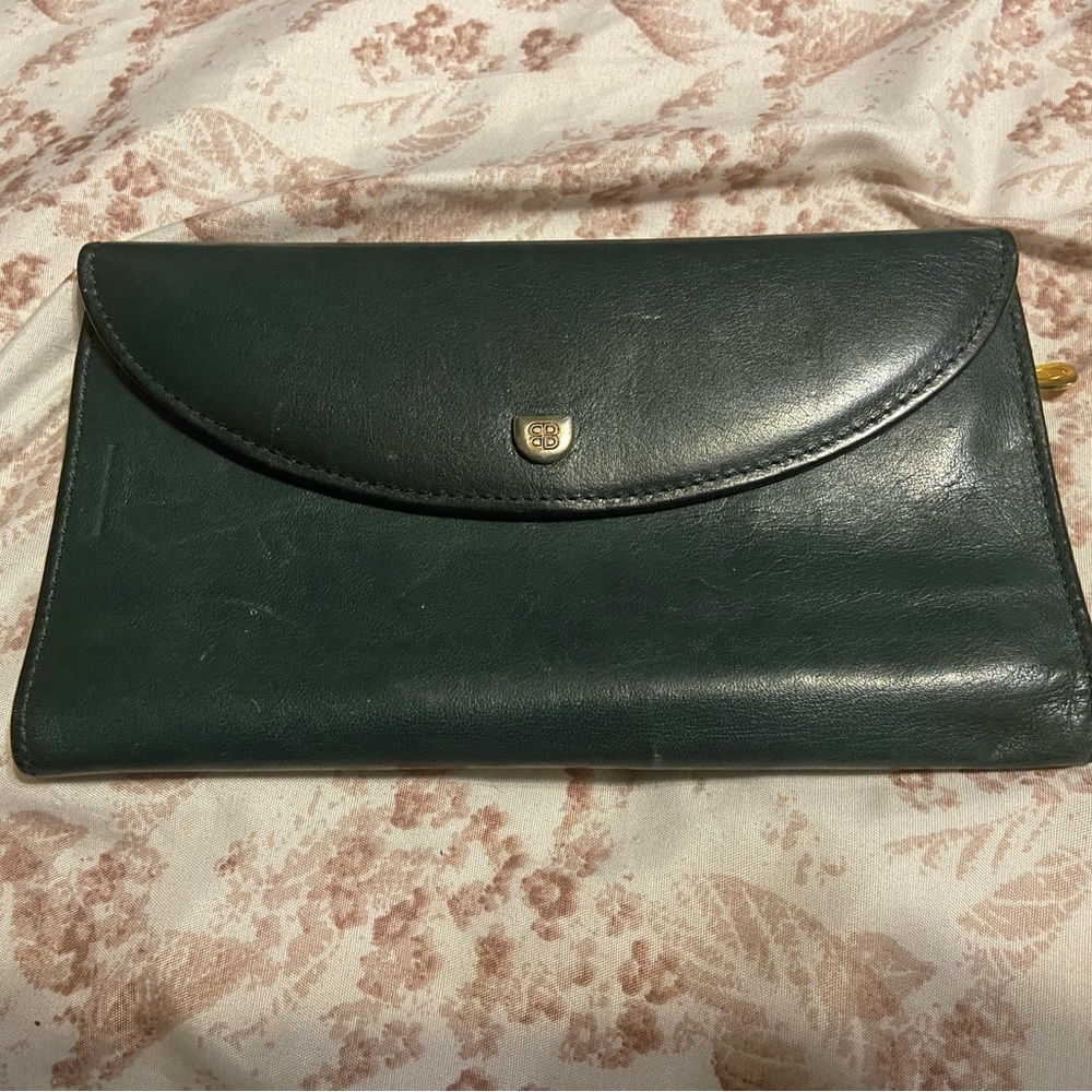Mezza Luna By Bosca vintage leather wallet Jade Green